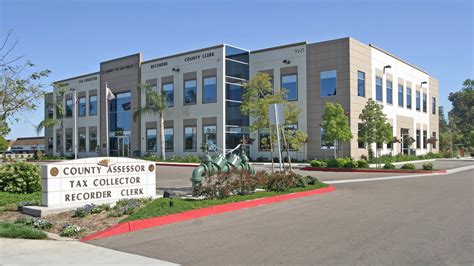 San diego county tax collector - County Administration Center 1600 Pacific Highway, Suite 103 San Diego, CA 92101 Assessor Services: Monday through Friday, 8:00am - 5:00pm Parking: There is free underground parking with entrance on Ash Street, or metered parking around the Waterfront Park.
